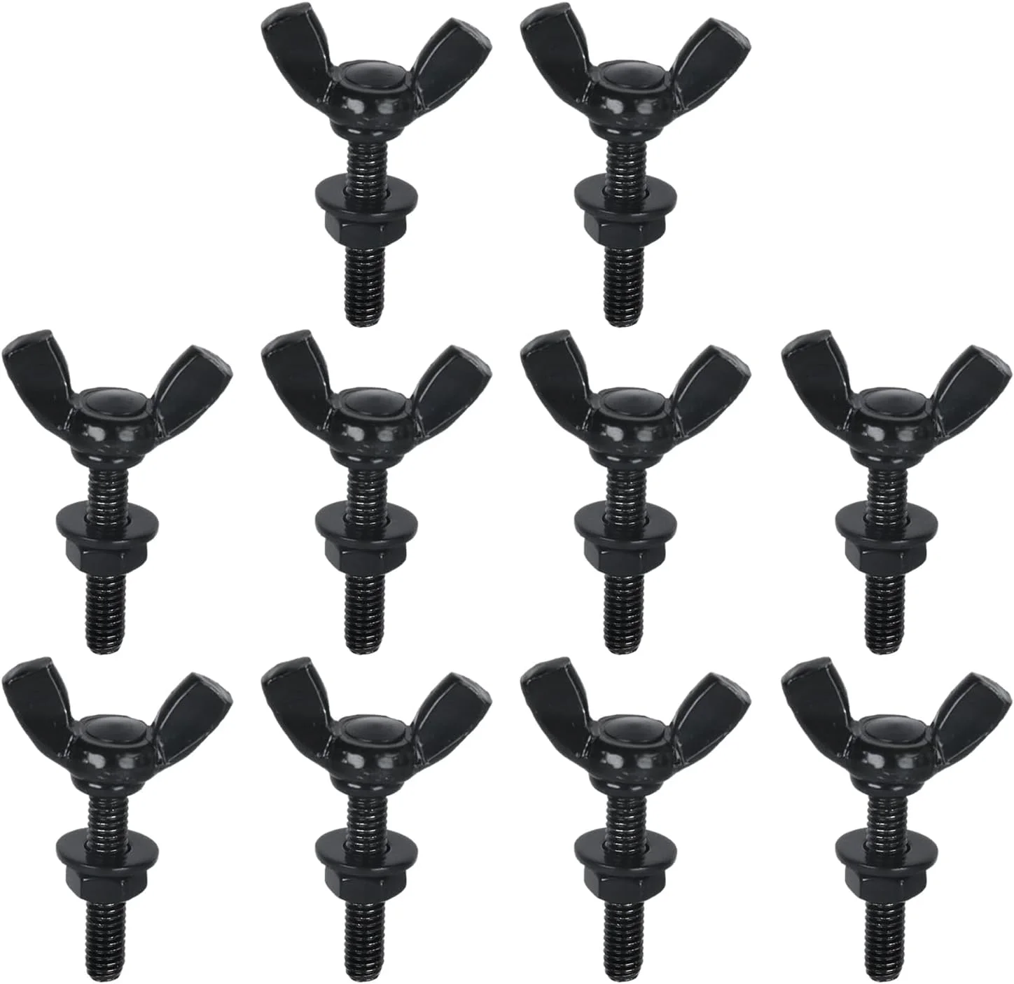پاستلا 10 عدد پیچ پروانه ای M4 0.8x20mm استیل ضد زنگ 304 با 10 عدد مهره و 10 عدد صفحه فولادی گرد، پیچ های دستی انگشتی پروانه ای برای تجهیزات الکترونیکی (M4، مشکی)