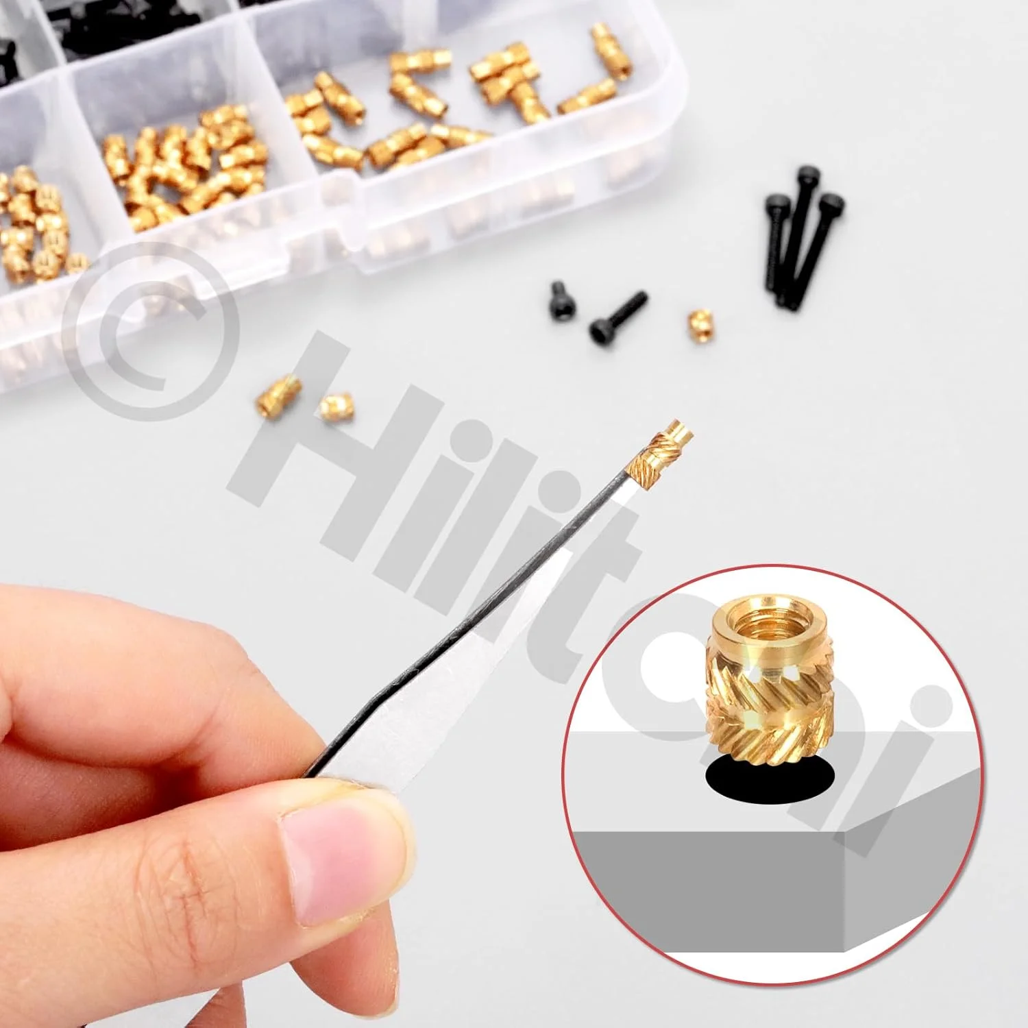 مجموعه 230 عددی پیچ و مهره سر استوانه ای آلن خور مشکی M2 Hilitchi به همراه مهره های برنجی آجدار، پیچ های ماشینی متریک و درج های رزوه ای برای تجهیزات مکانیکی