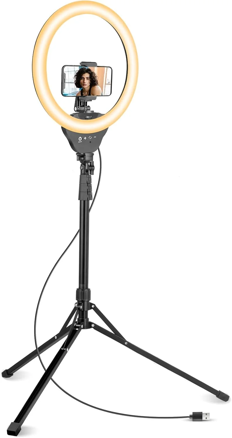 حلقه نور سلفی 14 اینچی Sensyne با پایه سه پایه 62 اینچی و نگهدارنده تلفن، حلقه نور LED سلفی برای پخش زنده/ضبط/عکاسی/یوتیوب/TikTok
