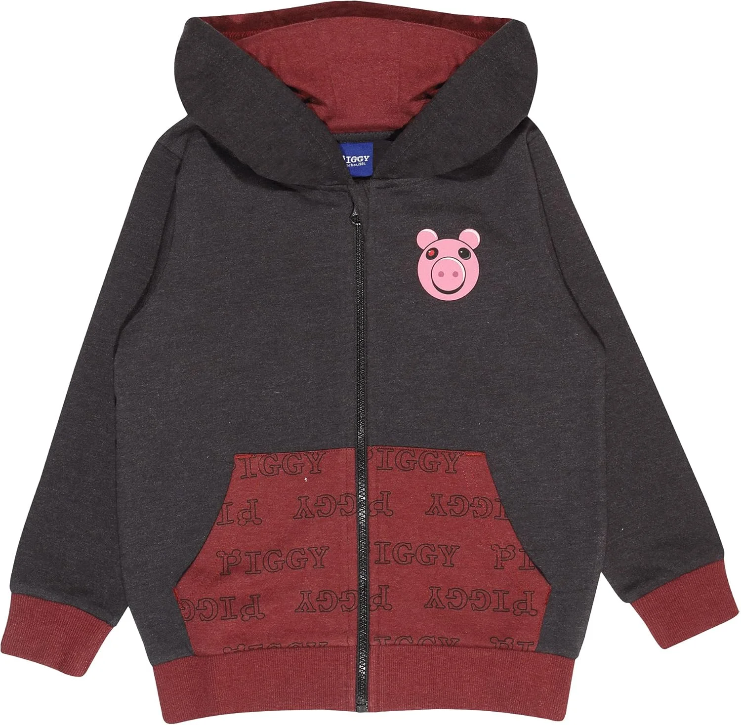 هودی زیپ دار پسرانه Popgear طرح Piggy Face، زرشکی / مشکی، هودی های فشن
