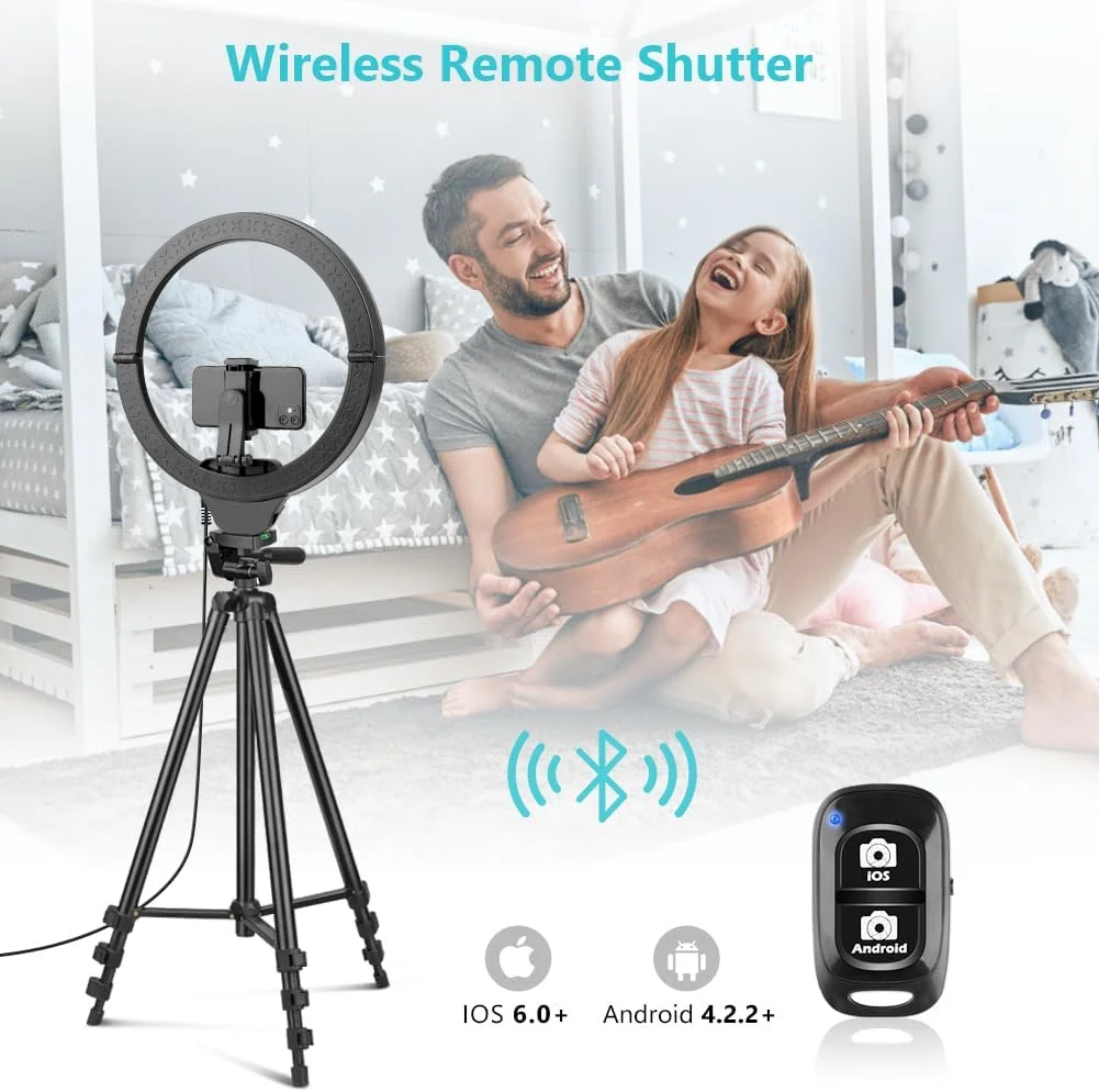 حلقه نور 14 اینچی Sensyne با پایه سه پایه 50 اینچی قابل افزایش، چراغ های دایره ای LED با نگهدارنده تلفن برای پخش زنده/آرایش/فیلم یوتیوب/TikTok، سازگار با همه تلفن های هوشمند حلقه نور 14 اینچی Sensyne با پایه سه پایه 50 اینچی قابل افزایش، چراغ های دایره ای LED با نگهدارنده تلفن برای پخش زنده/آرایش/فیلم یوتیوب/TikTok، سازگار با همه تلفن های هوشمند