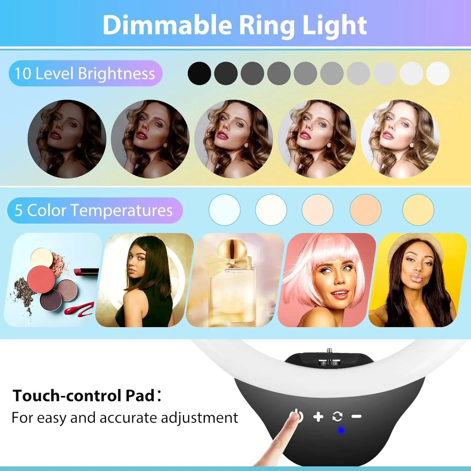 حلقه نور سلفی 14 اینچی Sensyne با پایه سه پایه 62 اینچی و نگهدارنده تلفن، حلقه نور LED سلفی برای پخش زنده/ضبط/عکاسی/یوتیوب/TikTok حلقه نور سلفی 14 اینچی Sensyne با پایه سه پایه 62 اینچی و نگهدارنده تلفن، حلقه نور LED سلفی برای پخش زنده/ضبط/عکاسی/یوتیوب/TikTok