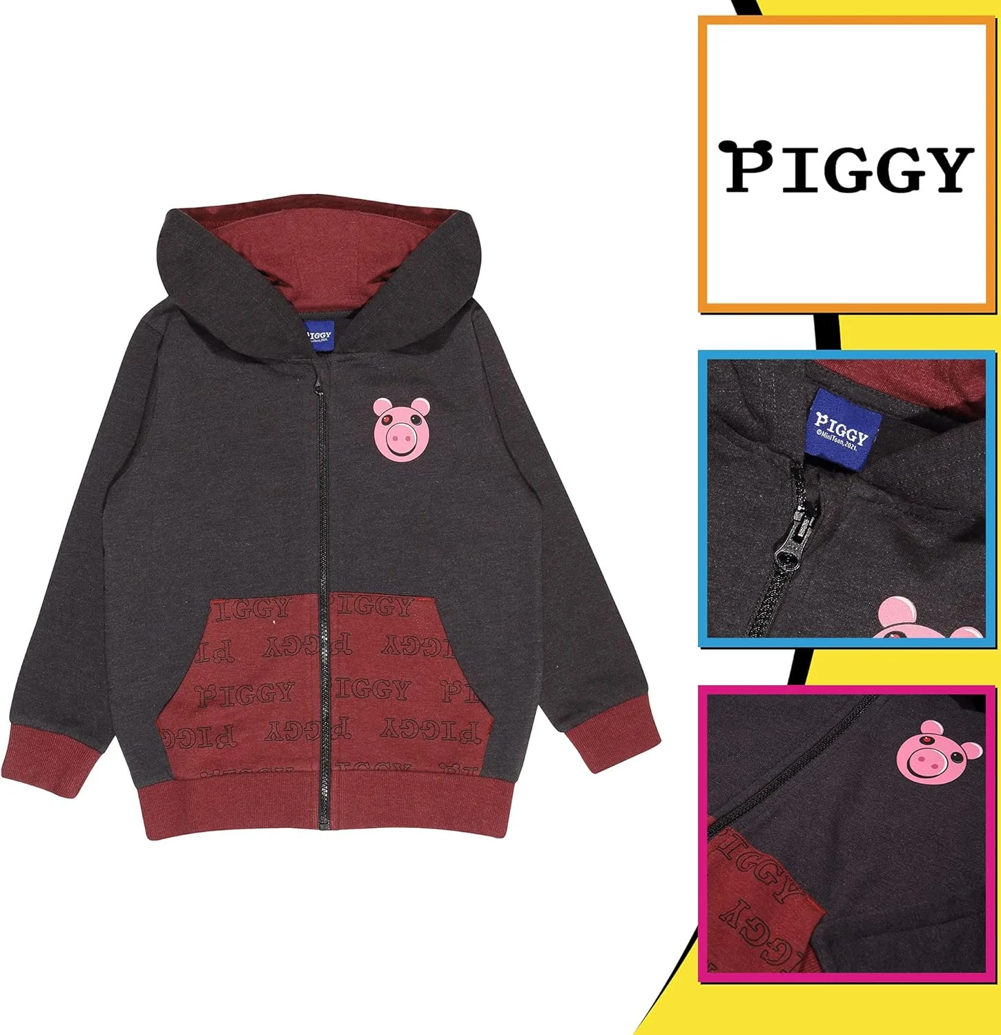هودی زیپ دار پسرانه Popgear طرح Piggy Face، زرشکی / مشکی، هودی های فشن هودی زیپ دار پسرانه Popgear طرح Piggy Face، زرشکی / مشکی، هودی های فشن