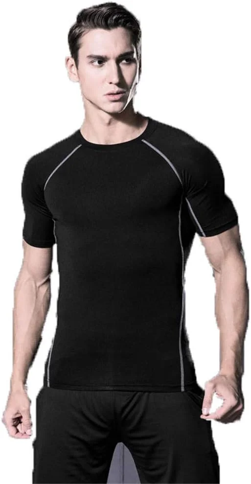 تی شرت آستین کوتاه مردانه XGWML، پارچه کشی ترکیبی از الیاف شیمیایی، تی شرت ورزشی فوق سبک و سریع خشک شونده، لباس ورزشی با فناوری ضد بو (A7,XL)