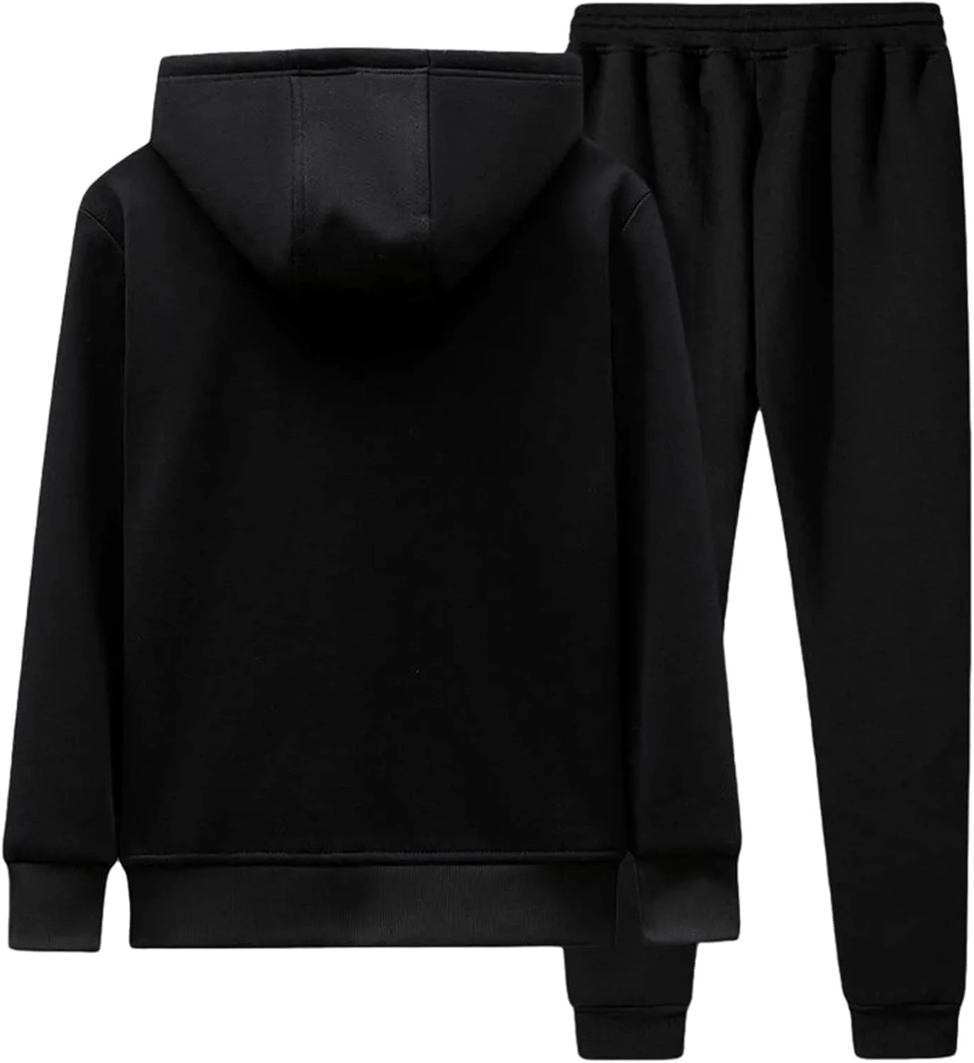 ست گرمکن مردانه کلاه دار پشمی زمستانی ضخیم، لباس ورزشی گرم، هودی زیپ دار + شلوار، ست دو تکه جاگر