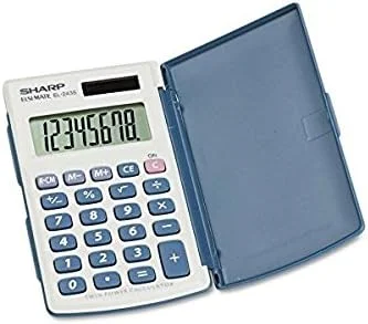 ماشین حساب جیبی شارپ EL243SB EL243SB - 8 رقمی - LCD - با باتری/انرژی خورشیدی - 2.5 اینچ x 4.5 اینچ x 0.5 اینچ - سفید، آبی - 1 عدد