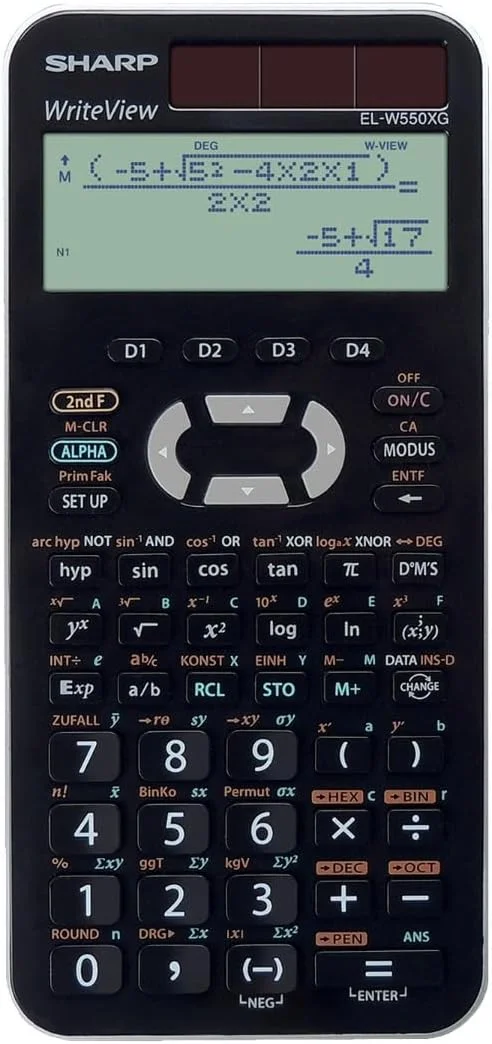 ماشین حساب مهندسی شارپ EL-W550XG با صفحه نمایش 4 خطی WriteView D.A.L ورودی مشکی