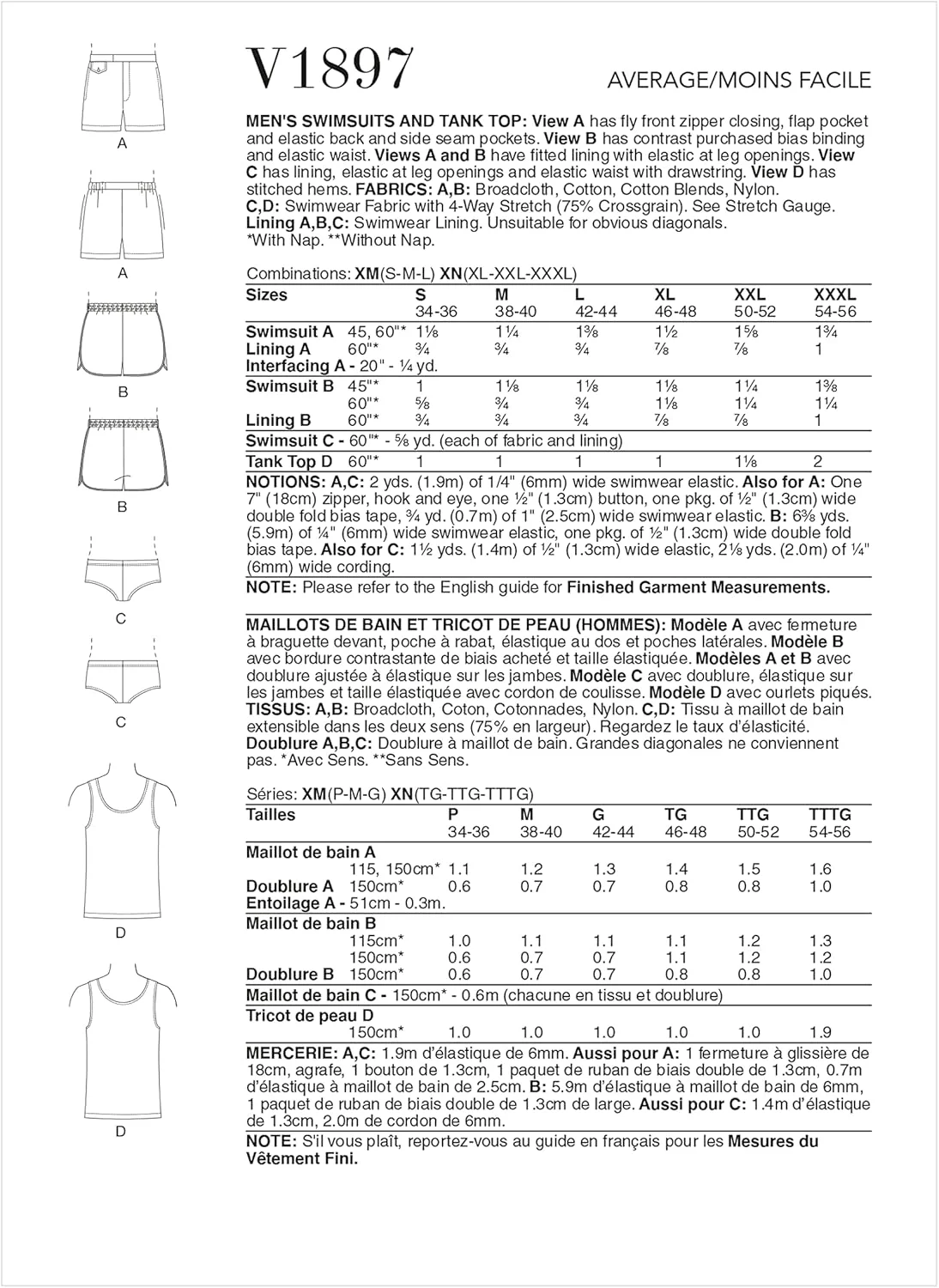 الگوهای Vogue V1897XN لباس ورزشی مردانه/پسرانه XN (XL-XXL-XXXL) الگوهای Vogue V1897XN لباس ورزشی مردانه/پسرانه XN (XL-XXL-XXXL)