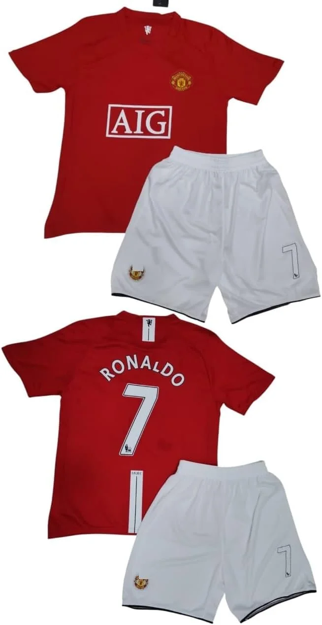 ست تیشرت و شورت ورزشی کلاسیک طرح Goat CR7، مناسب کودکان، بزرگسالان، یونیفرم شماره 7، لباس تابستانی، آستین کوتاه، مردانه، دانشجویی، لباس هواداری