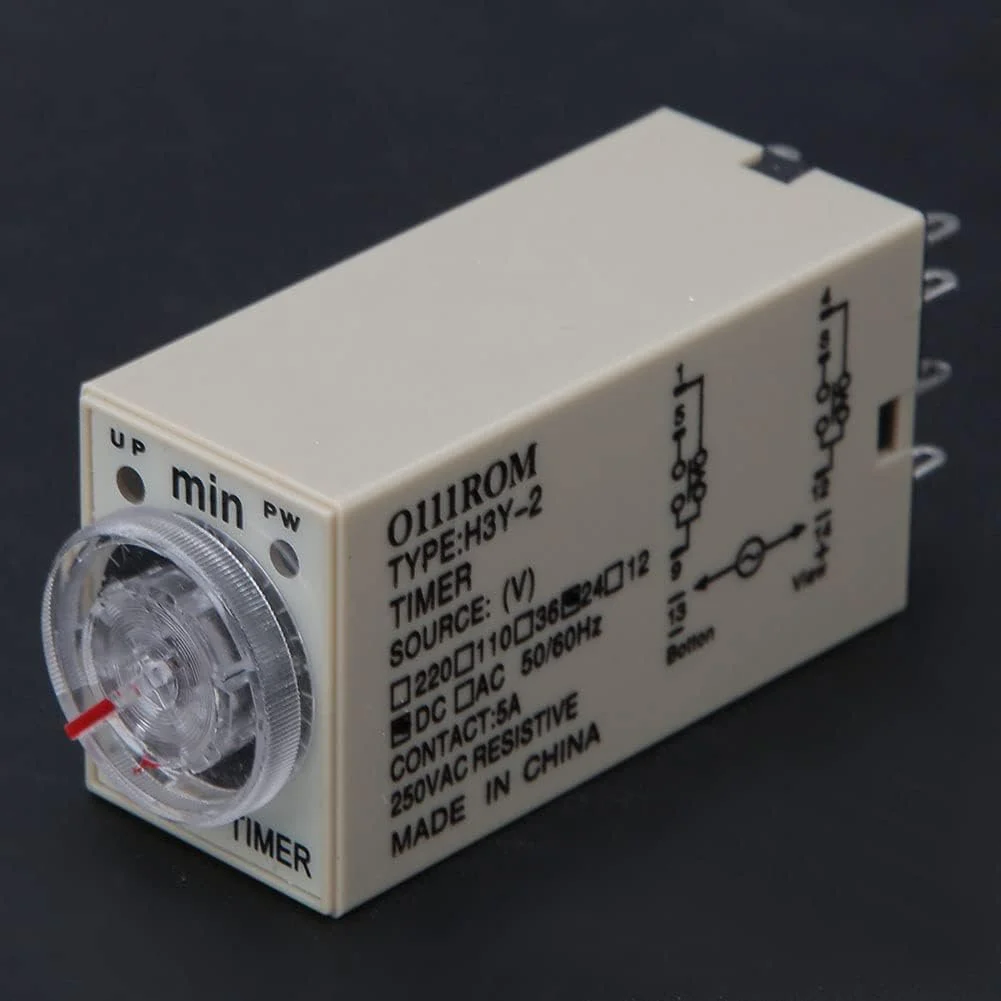رله تایمر H3Y-2، عملکرد پایدار، دقت بالا، خطای کم با صفحه شفاف، اتصالات برنجی، 8 پین، تاخیر 0-10 دقیقه، برای مصارف الکتریکی، لوازم خانگی، صنعتی