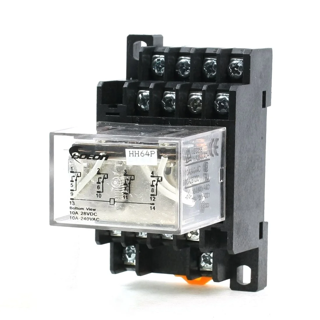sourcingmap® ریل DIN 35 میلی متری DC 12V سیم پیچ 4PDT 14P رله قدرت همه منظوره LY4NJ به همراه پایه
