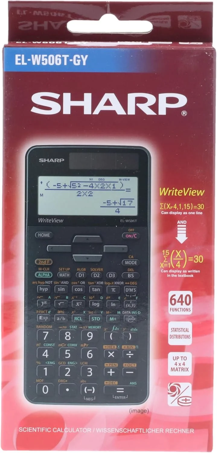 ماشین حساب مدرسه ای علمی شارپ EL W506T خاکستری ماشین حساب مدرسه ای علمی شارپ EL W506T خاکستری