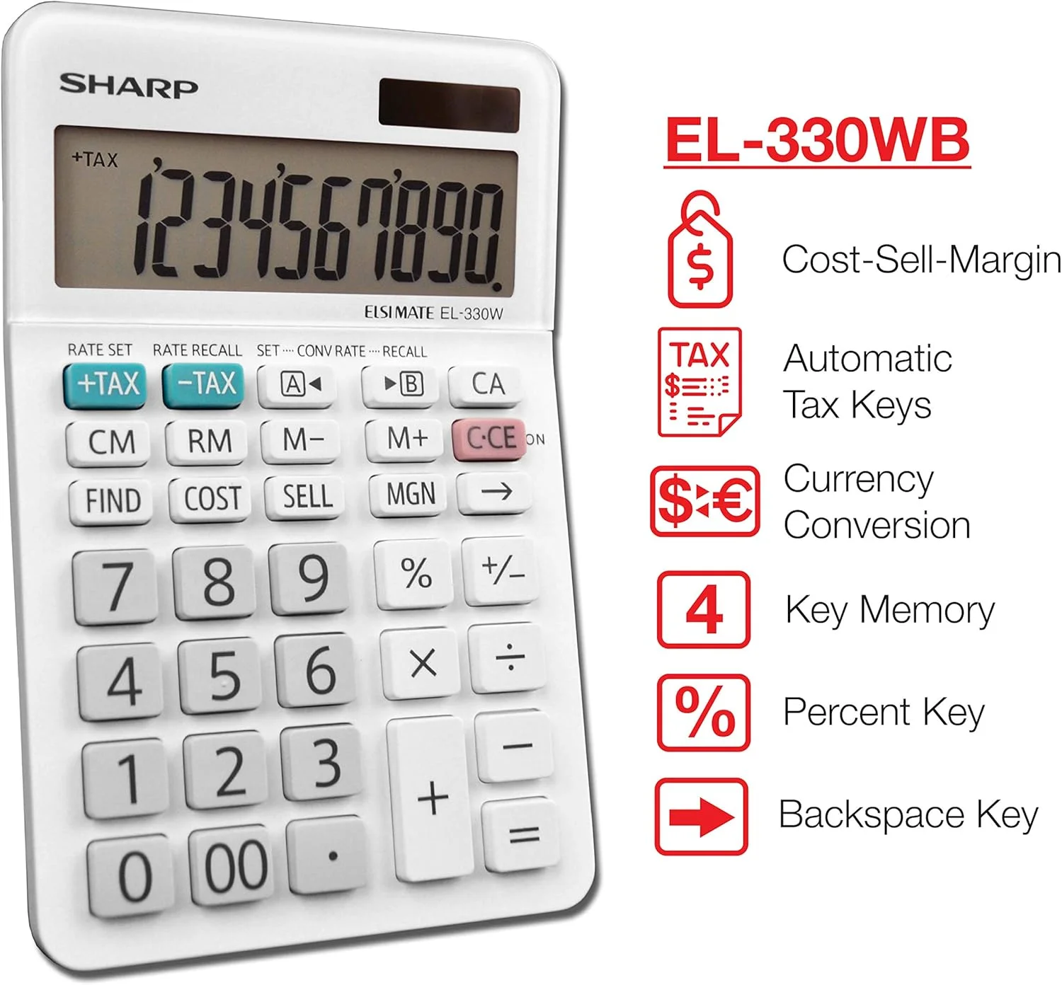 ماشین حساب رومیزی شارپ EL-330WB با عملکرد استاندارد، صفحه نمایش بزرگ، مناسب برای خانه و محل کار، دو منبع تغذیه، خورشیدی و باتری ماشین حساب رومیزی شارپ EL-330WB با عملکرد استاندارد، صفحه نمایش بزرگ، مناسب برای خانه و محل کار، دو منبع تغذیه، خورشیدی و باتری