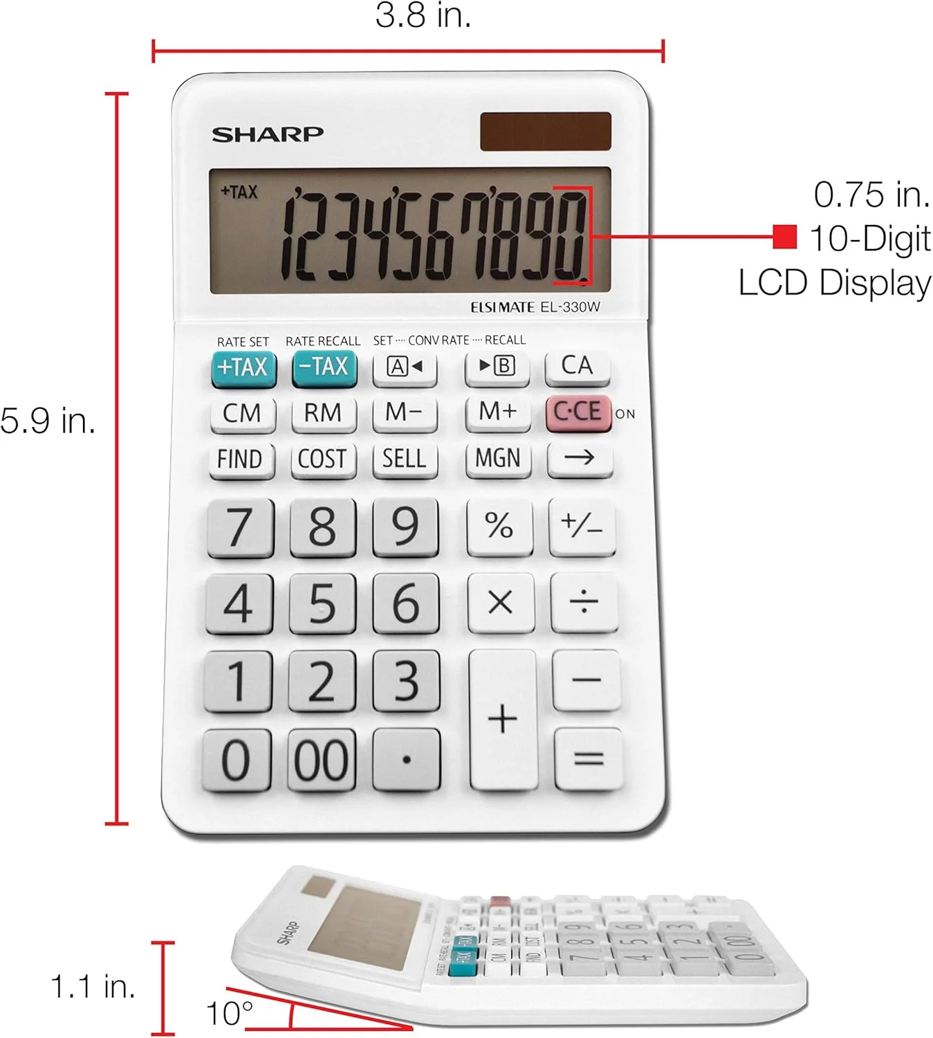 ماشین حساب رومیزی شارپ EL-330WB با عملکرد استاندارد، صفحه نمایش بزرگ، مناسب برای خانه و محل کار، دو منبع تغذیه، خورشیدی و باتری ماشین حساب رومیزی شارپ EL-330WB با عملکرد استاندارد، صفحه نمایش بزرگ، مناسب برای خانه و محل کار، دو منبع تغذیه، خورشیدی و باتری