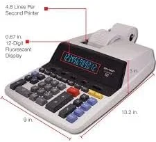 ماشین حساب چاپگر دو رنگ شارپ EL-2630PIII، 4.8 خط در ثانیه، 4 اینچ، مشکی/قرمز