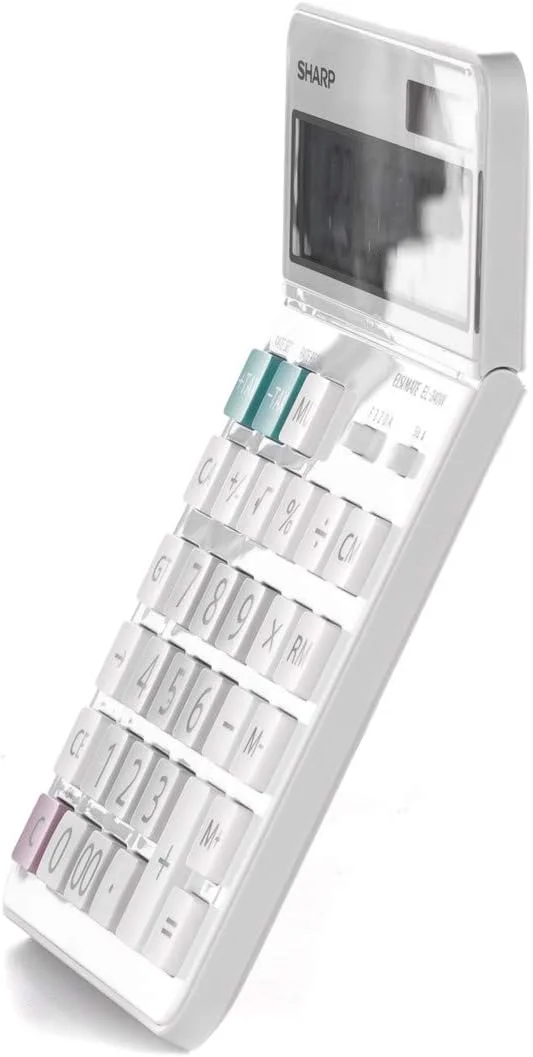 ماشین حساب رومیزی شارپ مدل EL-340W با باتری خورشیدی و صفحه نمایش متحرک - سفید ماشین حساب رومیزی شارپ مدل EL-340W با باتری خورشیدی و صفحه نمایش متحرک - سفید