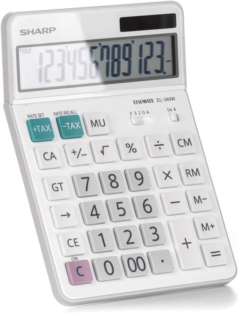 ماشین حساب رومیزی شارپ مدل EL-340W با باتری خورشیدی و صفحه نمایش متحرک - سفید ماشین حساب رومیزی شارپ مدل EL-340W با باتری خورشیدی و صفحه نمایش متحرک - سفید