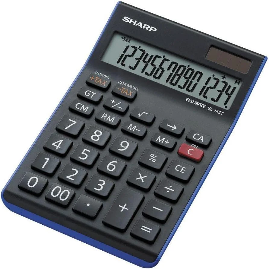 ماشین حساب رومیزی 14 رقمی شارپ مدل EL-145T-BL، آبی