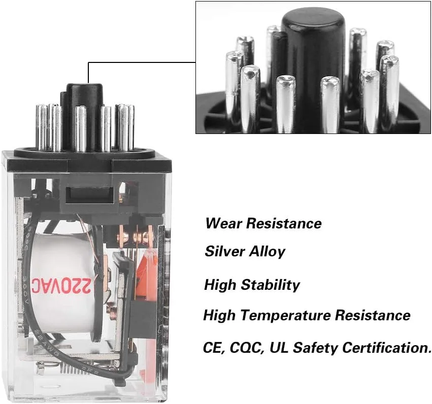 رله الکتریکی MK3P-I AC 10A 220V، رله الکترومغناطیسی عمومی 11 پین 3Z رله الکتریکی MK3P-I AC 10A 220V، رله الکترومغناطیسی عمومی 11 پین 3Z