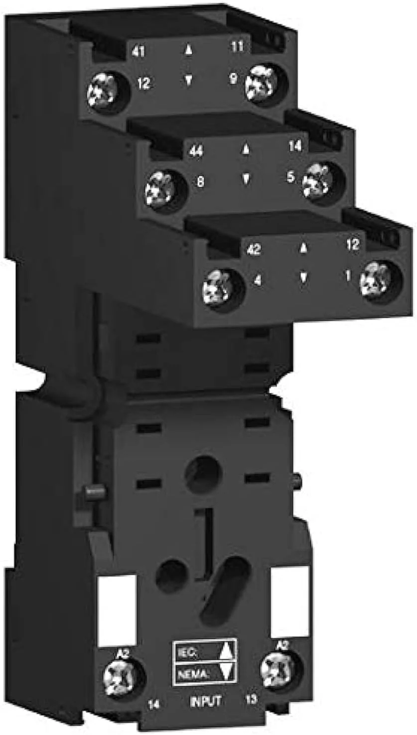 پایه رله 8 پین Schneider Electric RXZE2S108M، پایه رله زلیو 8 پین 12 آمپر RXZE2S108M، سوکت ساده، کنتاکت جداگانه، قابل نصب روی ریل DIN
