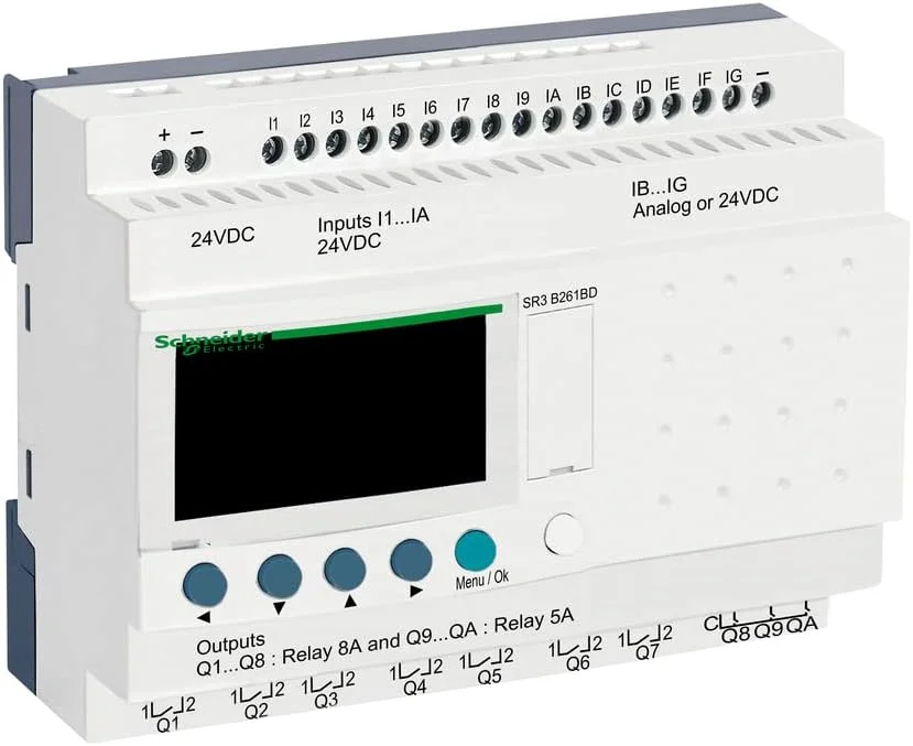 رله هوشمند ماژولار اشنایدر الکتریک Zelio Logic - 26 ورودی/خروجی - 24 ولت DC - ساعت - نمایشگر، SR3B261BD