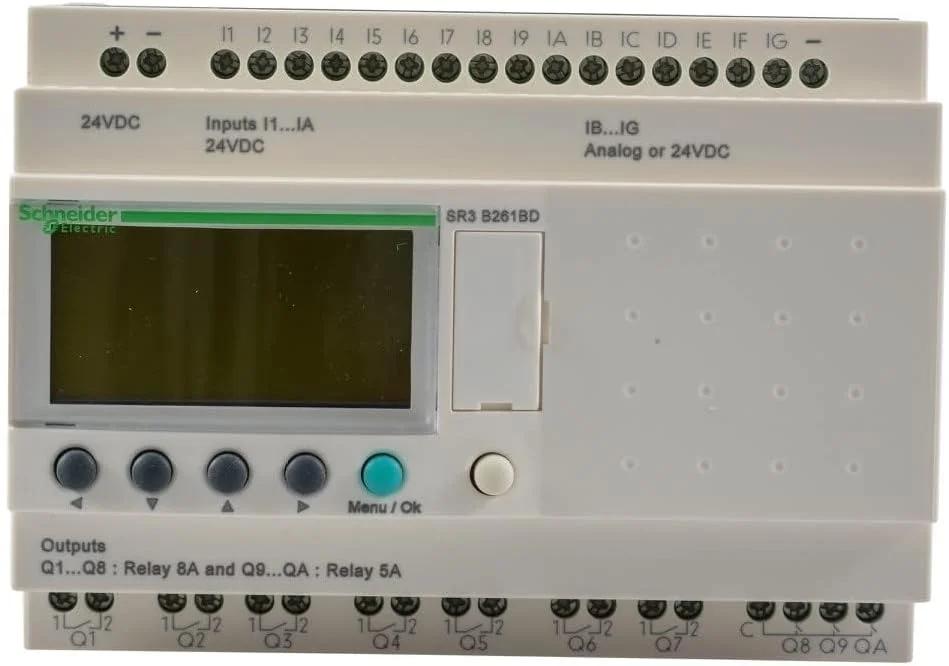رله هوشمند ماژولار اشنایدر الکتریک Zelio Logic - 26 ورودی/خروجی - 24 ولت DC - ساعت - نمایشگر، SR3B261BD