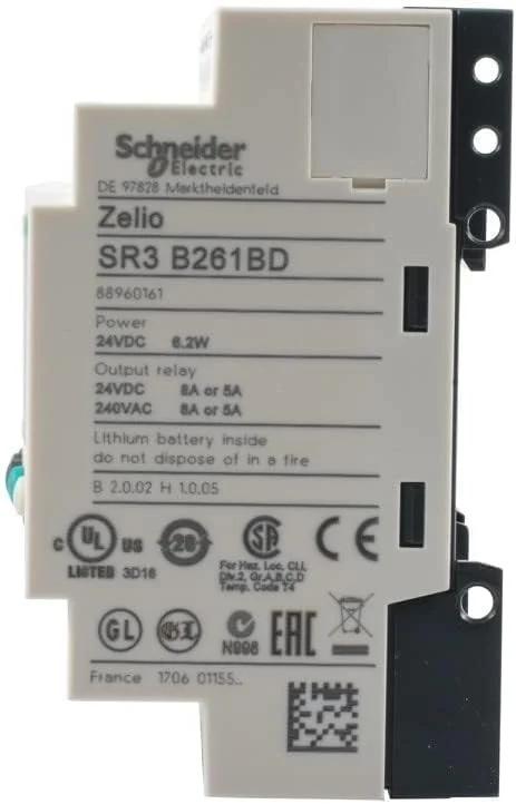 رله هوشمند ماژولار اشنایدر الکتریک Zelio Logic - 26 ورودی/خروجی - 24 ولت DC - ساعت - نمایشگر، SR3B261BD