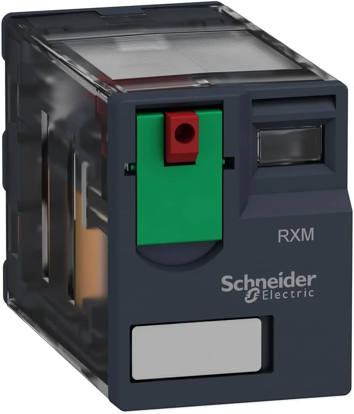 رله مینیاتوری پلاگین Schneider Electric Harmony، 6 آمپر، 4CO، با دکمه تست قفل شونده، 24 ولت AC، RXM4AB1B7