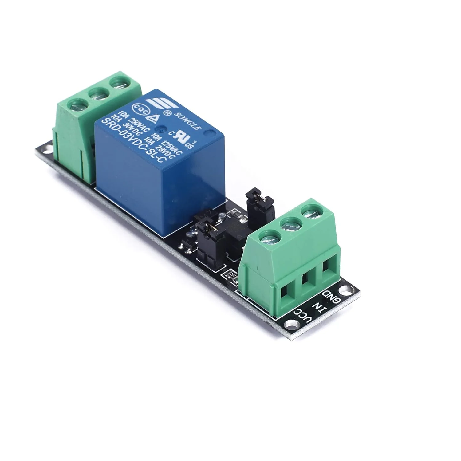 ماژول رله تک کاناله DC 3V SongHe با درایور سطح بالا، ماژول رله اپتوکوپلر، برد کنترل درایو ایزوله شده برای آردوینو (بسته 5 عددی)