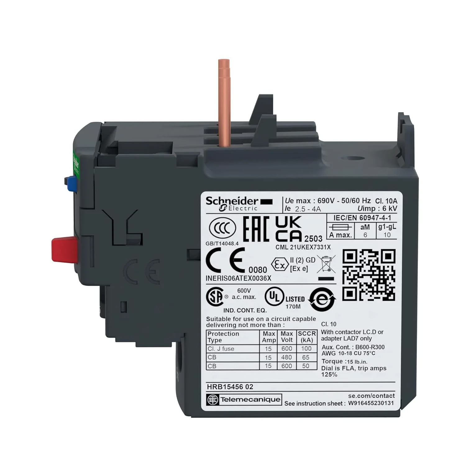 رله اضافه بار حرارتی دیفرانسیل اشنایدر الکتریک LRD TeSys 2.5-4.0A Deca