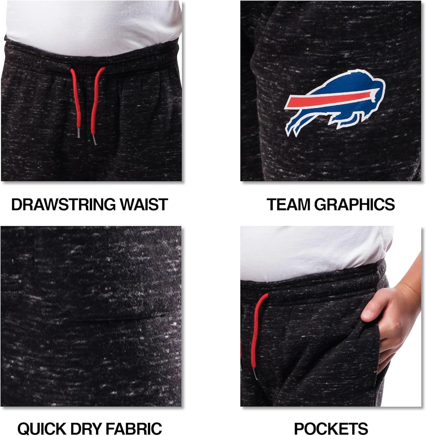 شلوار گرمکن ورزشی پشمی Ultra Game Boys' NFL Black Snow شلوار گرمکن ورزشی پشمی Ultra Game Boys' NFL Black Snow