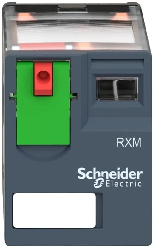 رله مینیاتوری پلاگین Schneider Electric Harmony، 12 آمپر، 2 CO، با دکمه تست قفل‌شونده، 24 ولت AC، RXM2AB1B7