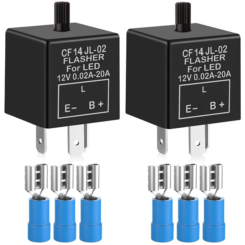 Gebildet 2 عدد رله فلاشر LED الکترونیکی 3 پین 12 ولت 0.1W-150W c/m چراغ راهنمای موتور سیکلت فلاشر قابل تنظیم CF-14KT، همراه با 6 عدد ترمینال