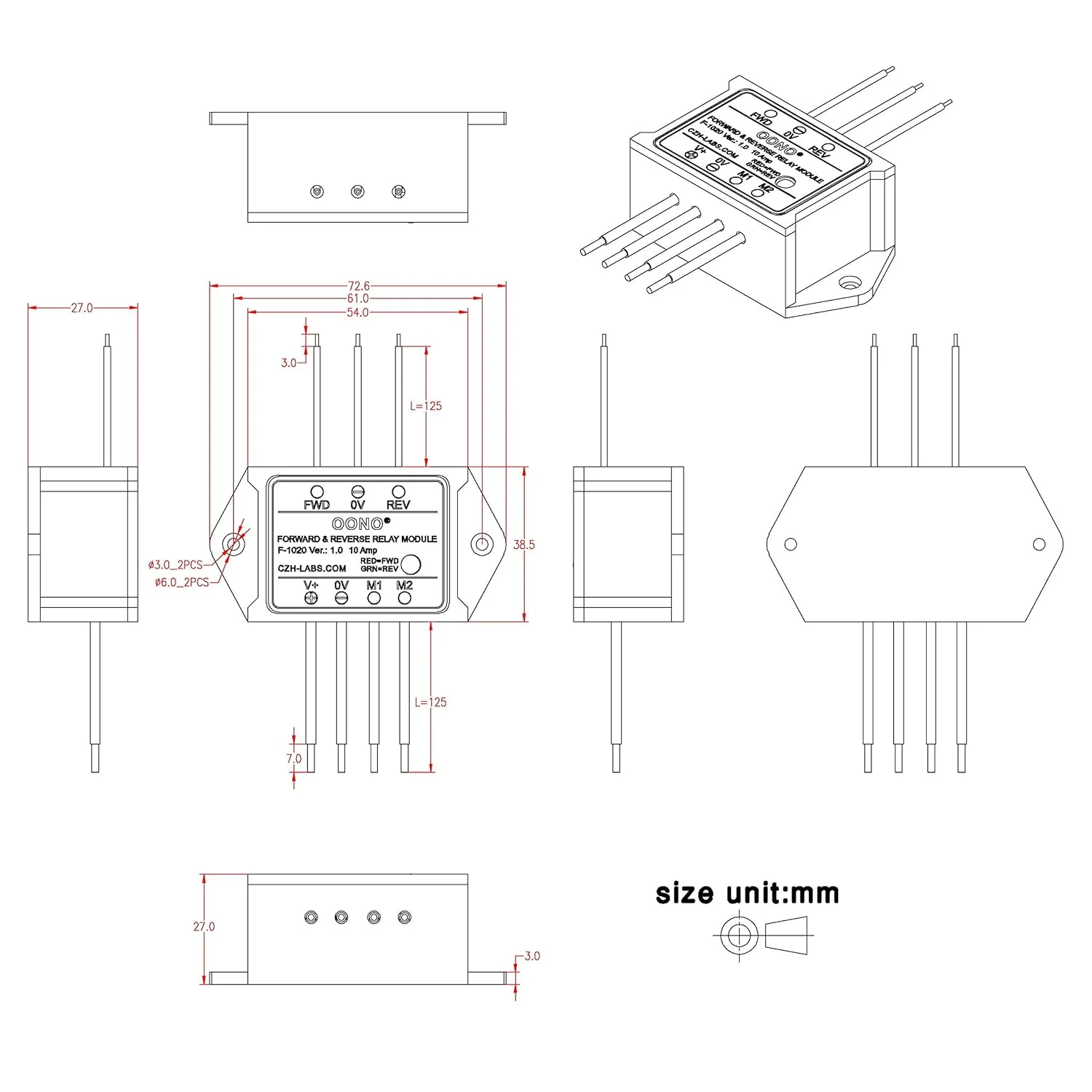 ماژول رله معکوس OONO برای موتور/ماژول رله معکوس محرک خطی (DC 12V)