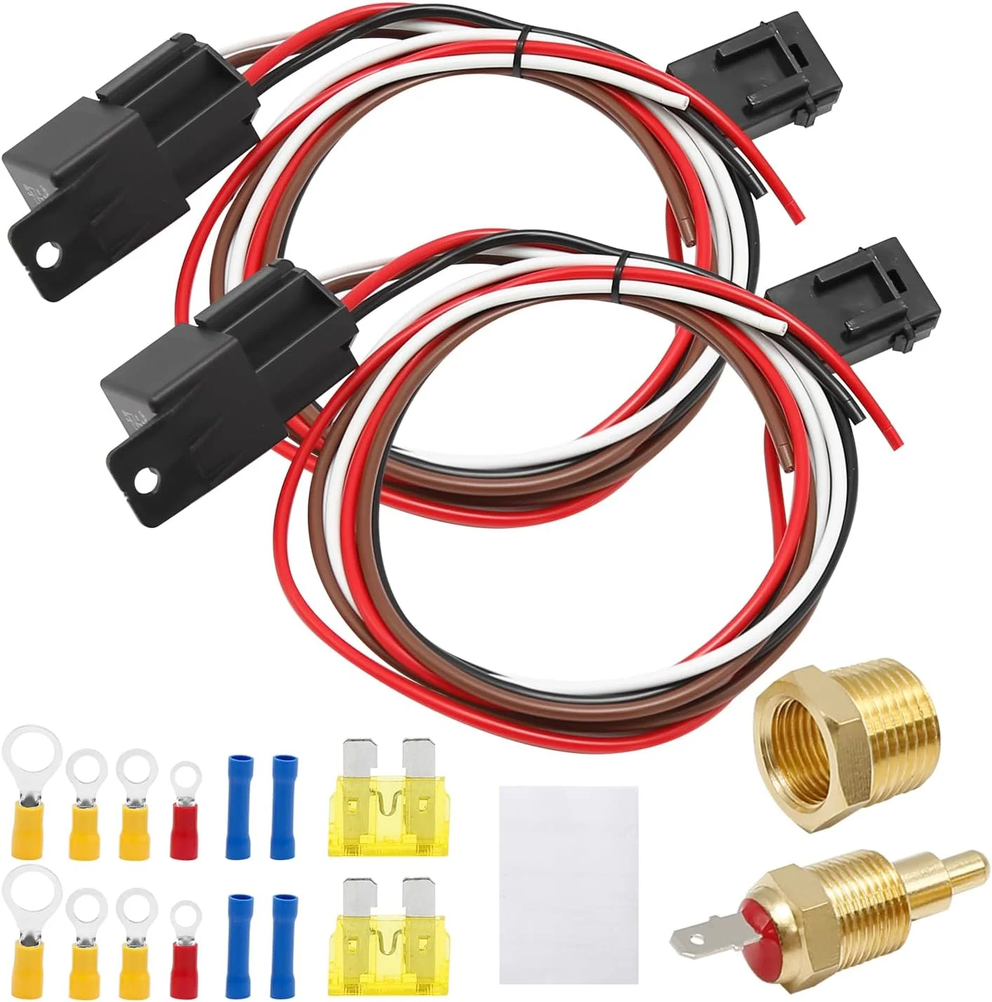 کیت سیم کشی فن خنک کننده برقی دوگانه Hoypeyfiy، سنسور سوئیچ دما 185 روشن و 175 خاموش، رله 40 آمپر