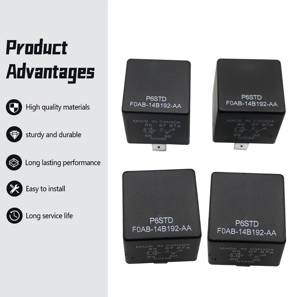 رله خودرویی MATERIG 40 آمپر 12 ولت DC 5 پین، P6SDT FOAB-14B192-AA، سازگار با خودروهای فورد، جایگزین با عملکرد بالا برای سیستم های الکتریکی بسته 4 عددی