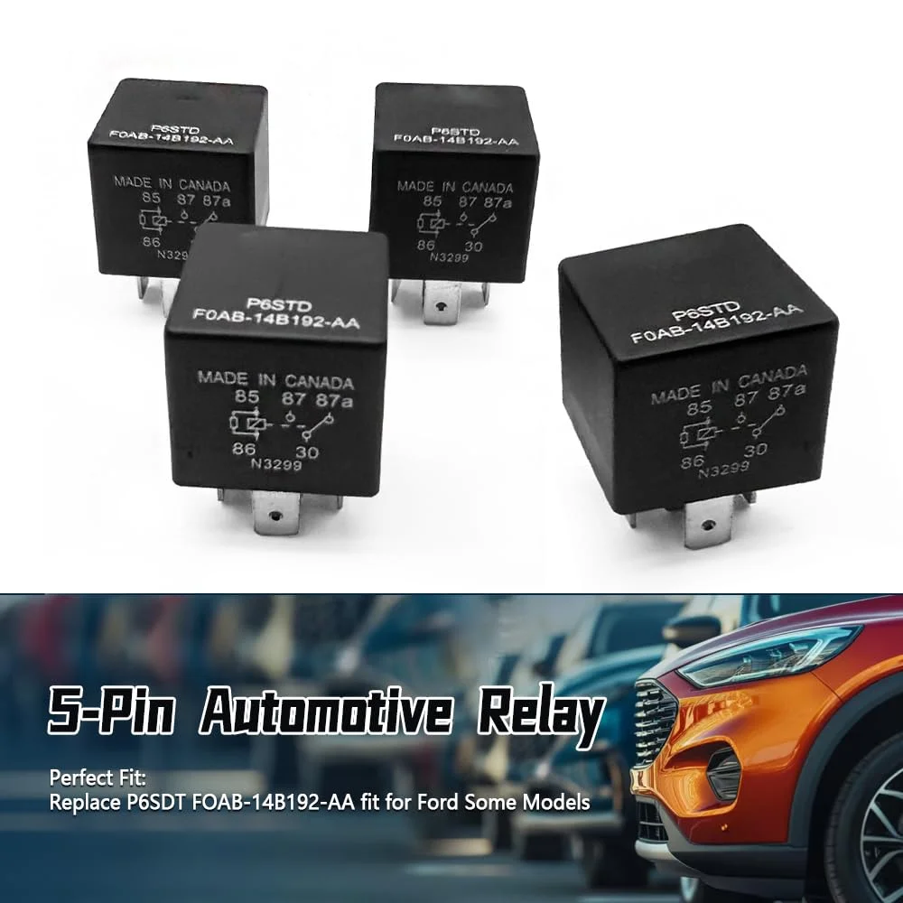 رله خودرویی MATERIG 40 آمپر 12 ولت DC 5 پین، P6SDT FOAB-14B192-AA، سازگار با خودروهای فورد، جایگزین با عملکرد بالا برای سیستم های الکتریکی بسته 4 عددی