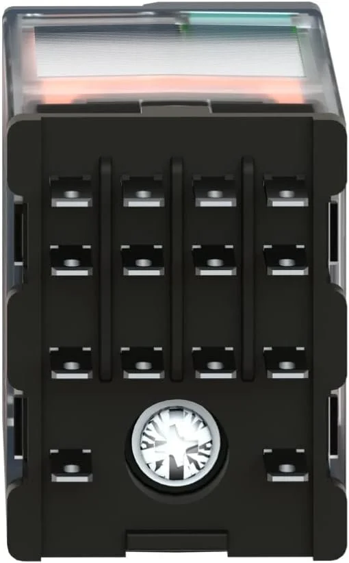 رله مینیاتوری پلاگین 6 آمپر 4 کنتاکت Schneider Electric Harmony با LED، دکمه تست قفل شونده، 24 ولت DC، RXM4AB2BD