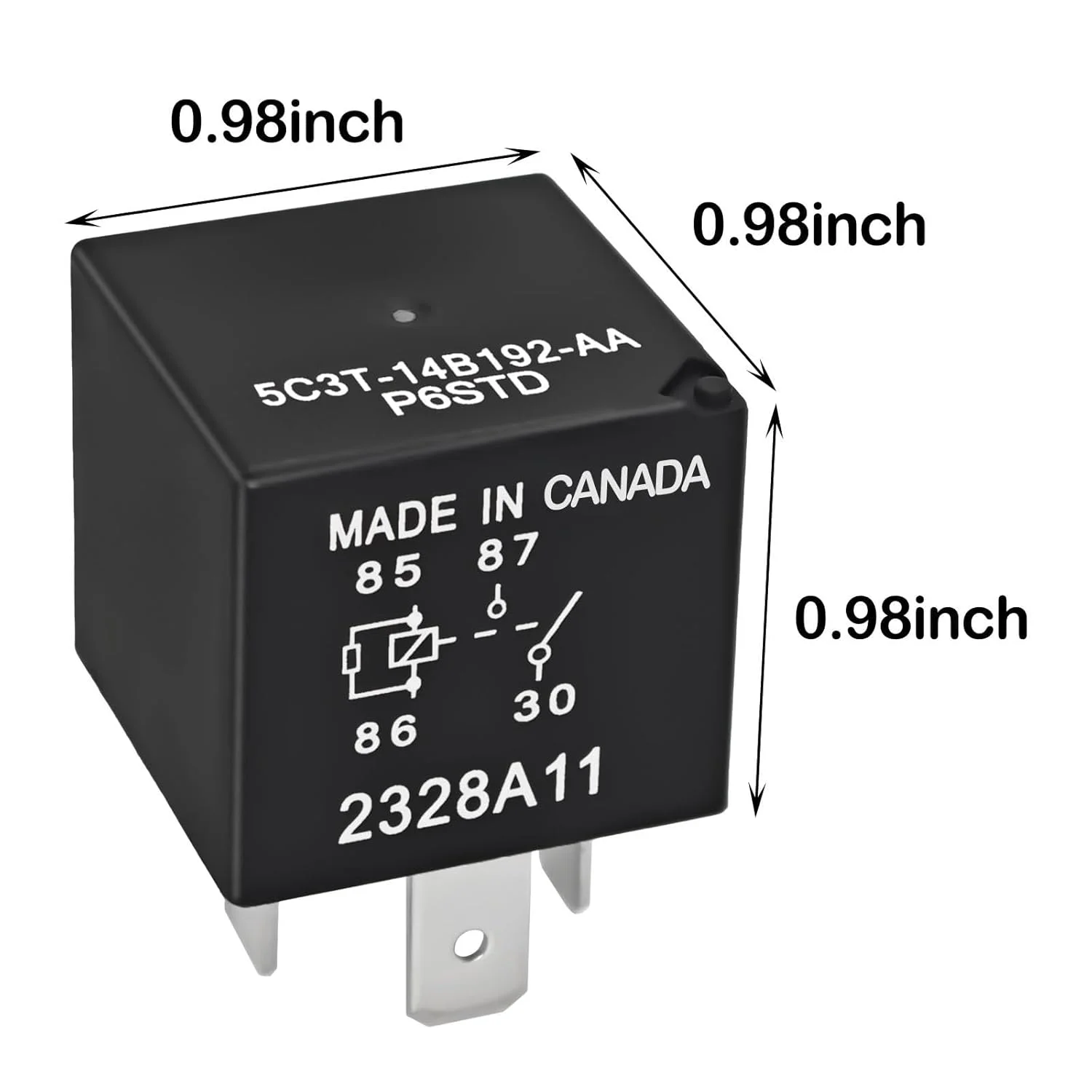 رله قدرت خودرویی 5C3T-14B192-AA P6STD (بسته 2 عددی) - رله 12 ولت 40 آمپر 4 پین SPNO طراحی پلاگین برای چراغ های جلو، بوق ها، برف پاک کن های فورد