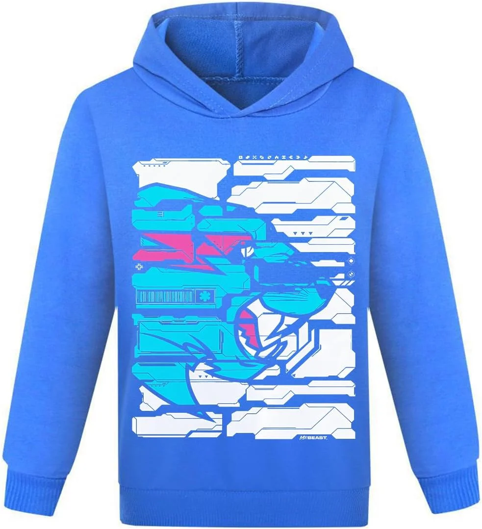 هودی پسرانه طرح Mr Beast TBNRFrags، سویشرت گیمر یوتیوب، طرح گربه رعد و برق، آستین بلند، لباس بچه گانه، مشکی آبی، لباس ورزشی