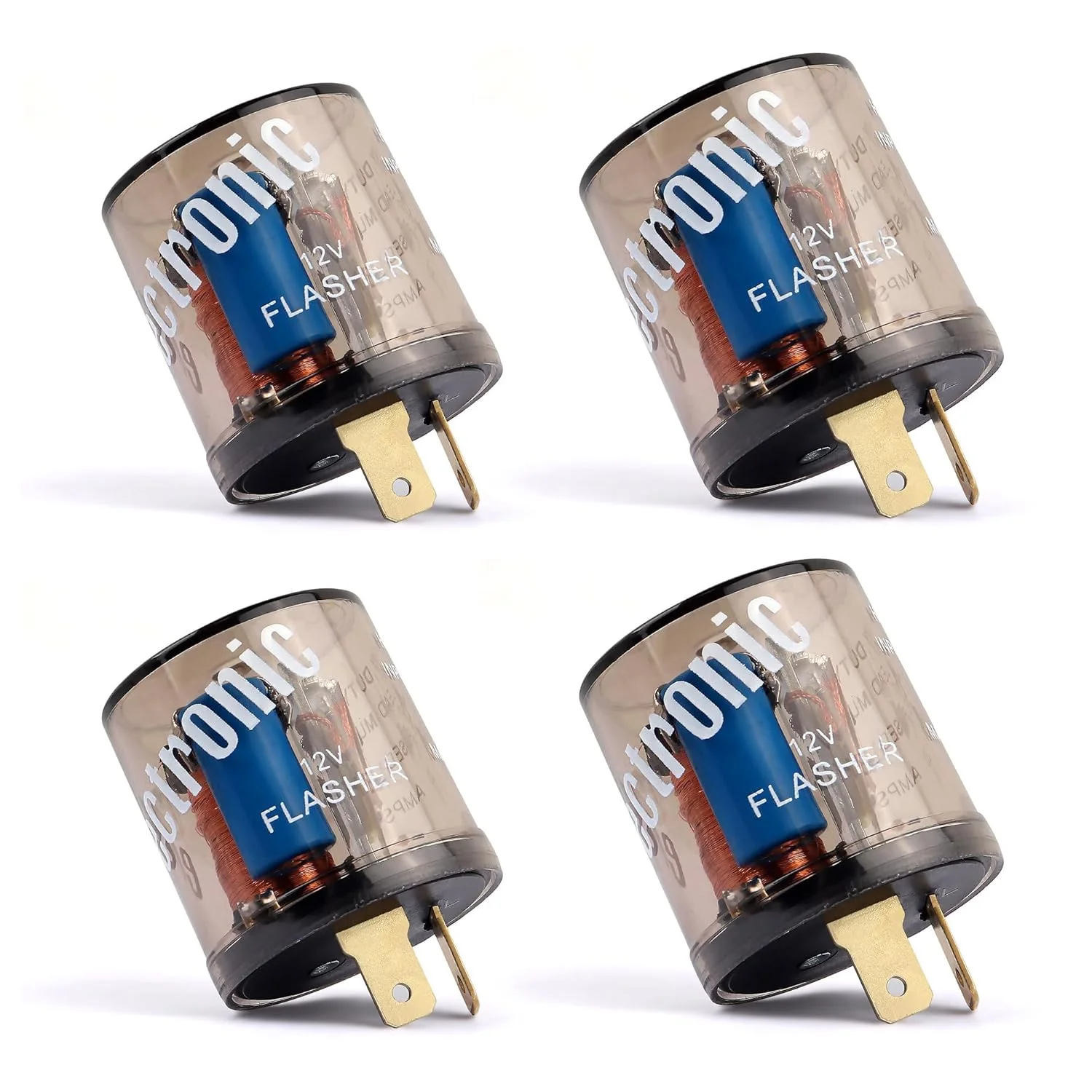 رله فلاشر LED تریفی 4 عددی، چراغ راهنمای الکتریکی 12 ولت 2 پین، چشمک زن گرد دو شاخه برای تعمیر خودرو، موتورسیکلت، اسکوتر، دوچرخه