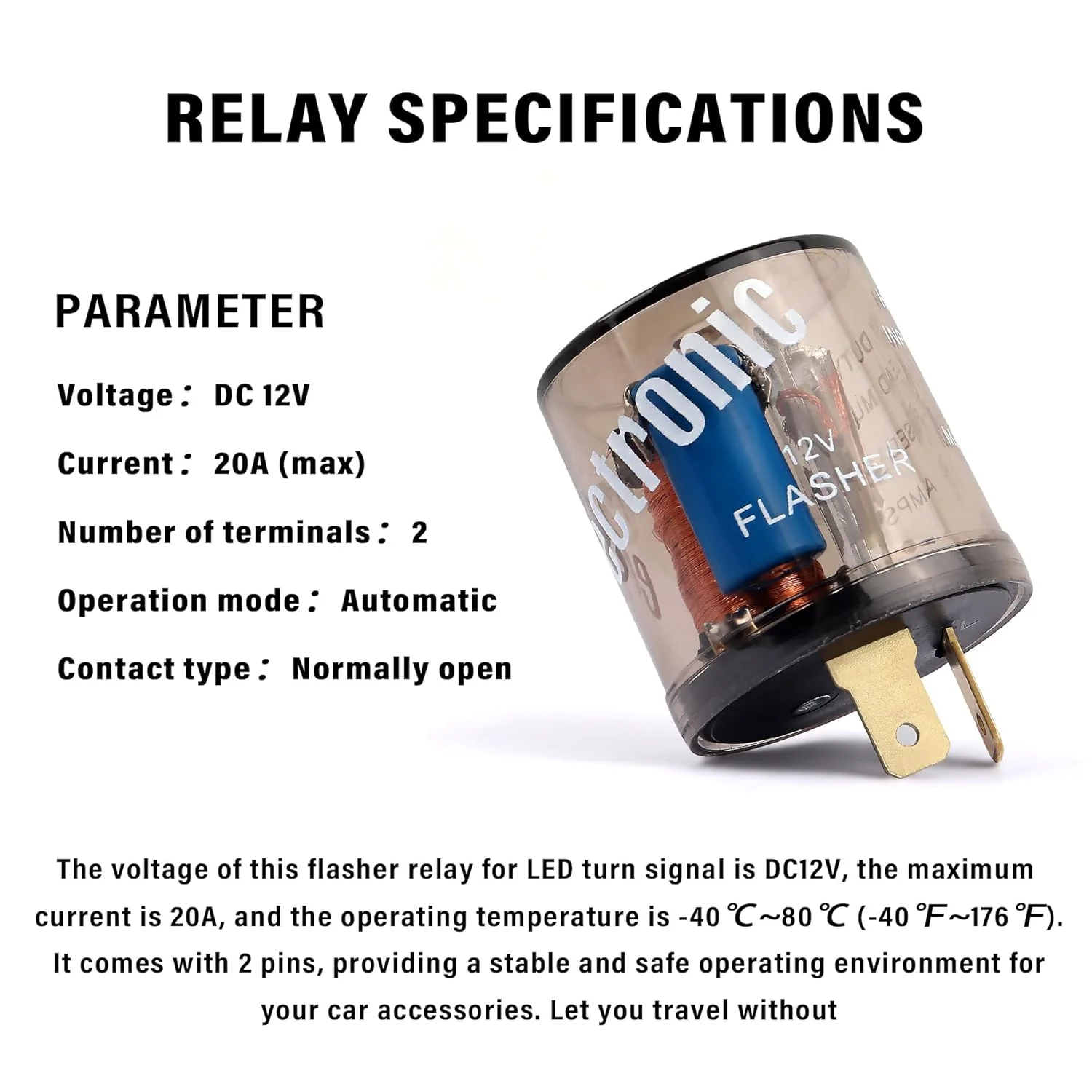 رله فلاشر LED تریفی 4 عددی، چراغ راهنمای الکتریکی 12 ولت 2 پین، چشمک زن گرد دو شاخه برای تعمیر خودرو، موتورسیکلت، اسکوتر، دوچرخه