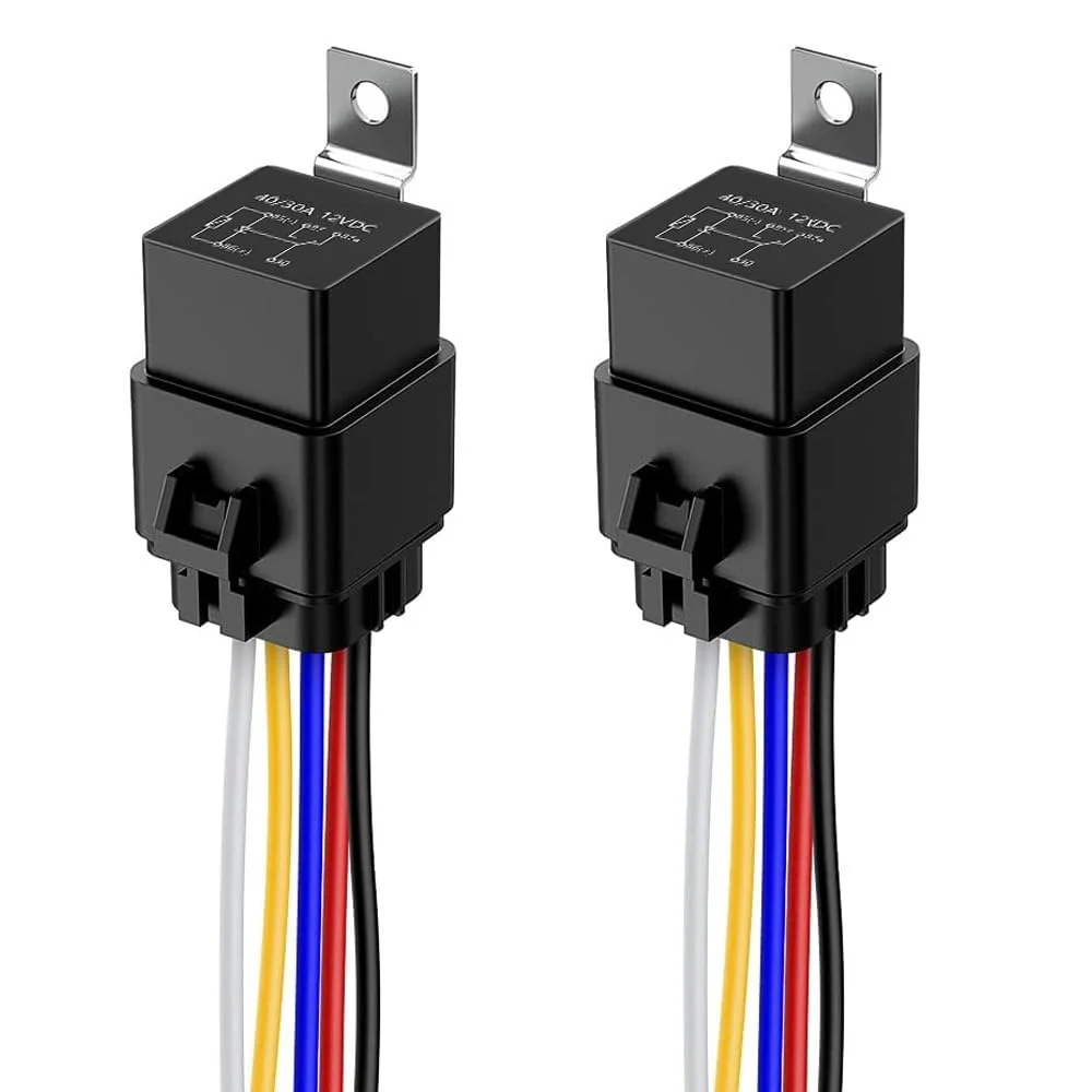 Gebildet ست سیم کشی رله ضد آب 40/30 آمپر 2 عددی - رله های خودرویی 5 پین SPDT 12 ولت DC سیم های داغ 14 AWG