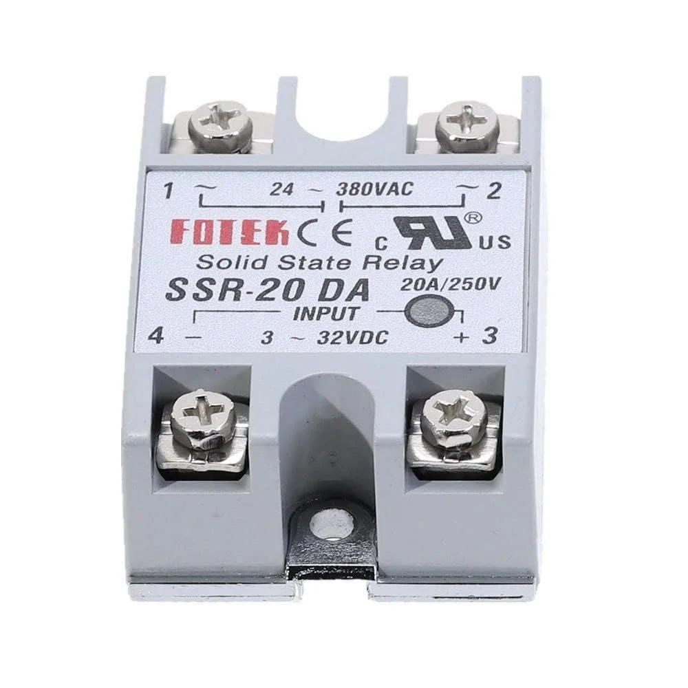 ماژول رله حالت جامد SSR-20DA بیسومی الکترونیکس، کنترل DC به AC، ورودی 3-32 ولت DC به 24-380 ولت AC، 20 آمپر (SSR-20DA)