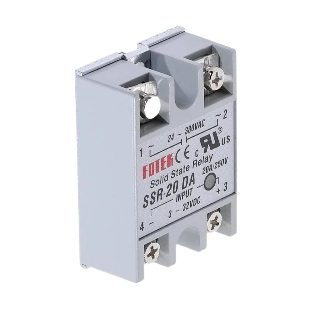 ماژول رله حالت جامد SSR-20DA بیسومی الکترونیکس، کنترل DC به AC، ورودی 3-32 ولت DC به 24-380 ولت AC، 20 آمپر (SSR-20DA)