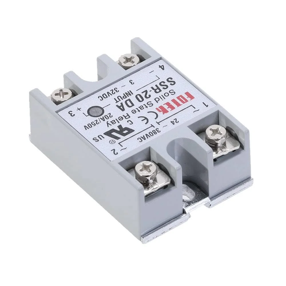 ماژول رله حالت جامد SSR-20DA بیسومی الکترونیکس، کنترل DC به AC، ورودی 3-32 ولت DC به 24-380 ولت AC، 20 آمپر (SSR-20DA)