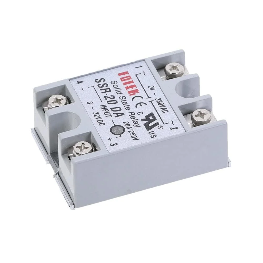 ماژول رله حالت جامد SSR-20DA بیسومی الکترونیکس، کنترل DC به AC، ورودی 3-32 ولت DC به 24-380 ولت AC، 20 آمپر (SSR-20DA)