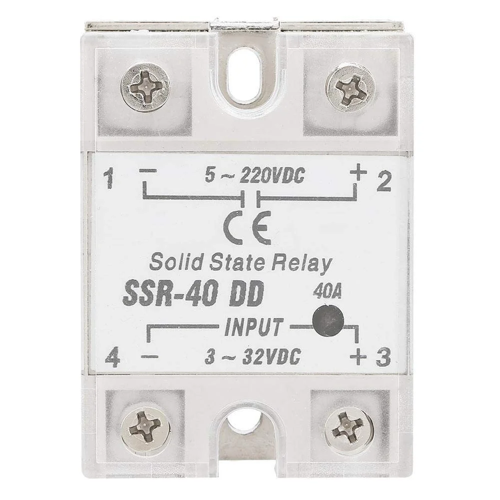رله حالت جامد Walfront SSR-40 DD 40A 5-220VDC، برای فرآیند اتوماسیون صنعتی، رله حالت جامد، ولتاژ ورودی 3-32VDC، جریان ورودی 6-12mA