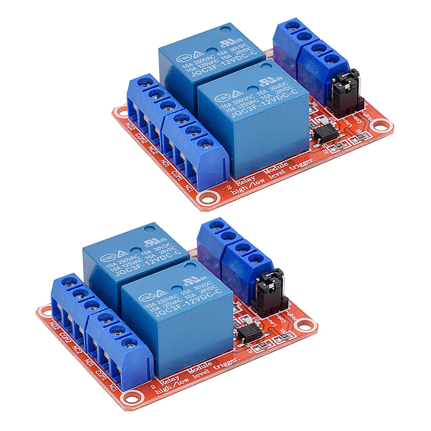 Valefod [بسته 2 عددی] ماژول رله DC 12V، سوئیچ رله 2 کاناله با ایزولاسیون اپتوکوپلر، تریگر سطح بالا/پایین