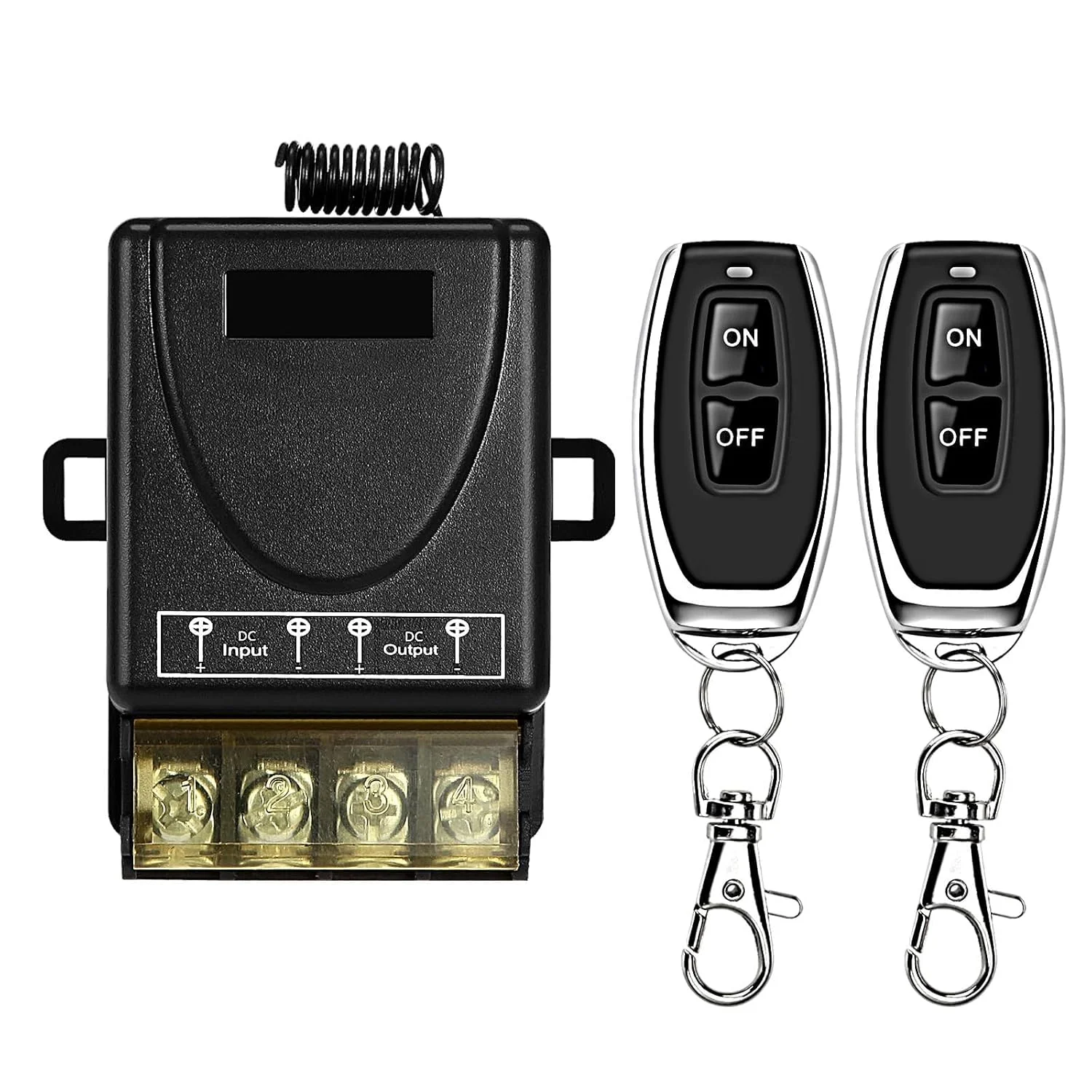 سوئیچ رله بی سیم Excefore، برد بلند 100 متری، سوئیچ رله DC 12V/24V/48V/72V 40A، برای انواع موتورهای DC، کنترل صنعتی، کنترل روشنایی